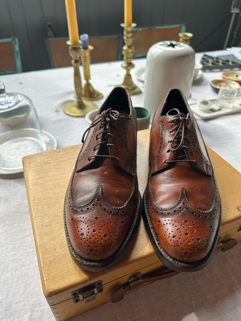 Vintage Classic Leather Longwing Wingtip Oxford Shoes 8D by Florsheim